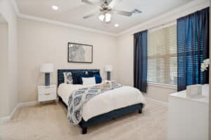 Luxurious bedroom suites ensure a great nights rest at the senior living community of The Victoria in McKinney TX.