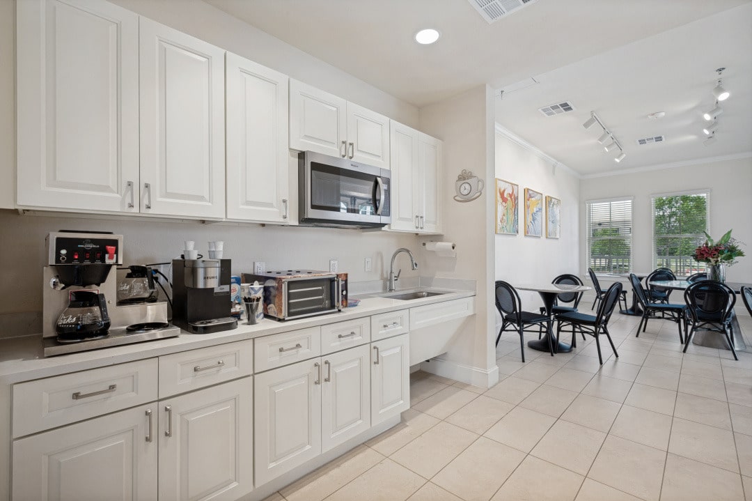 The communal senior dining area at The Victoria Senior Homes is a great place to share a meal or snack with your neighbors.