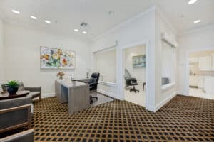Victoria Senior Homes in McKinney Texas provides a business lobby for condo owners to handle individual business needs.